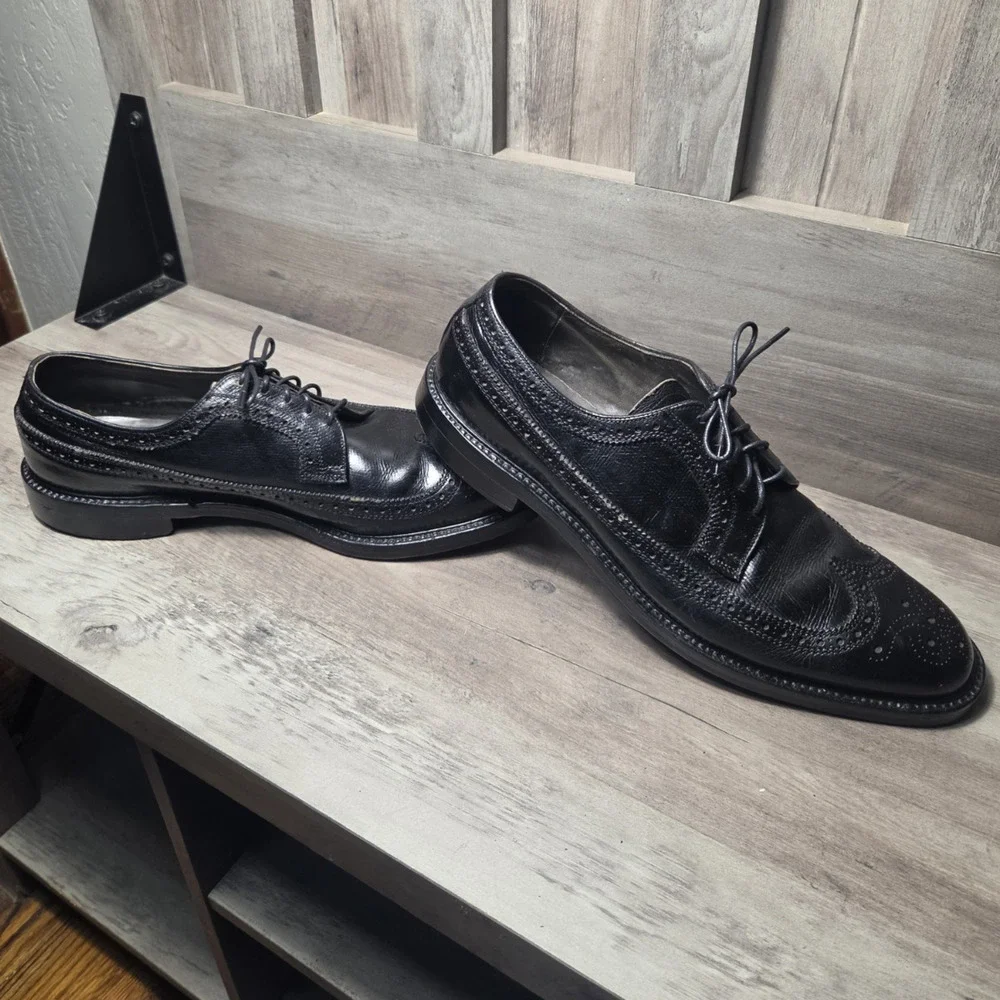 Bostonian USA Men's 13B Black Leather Wingtip Oxfords Brogue Dress Shoes USA